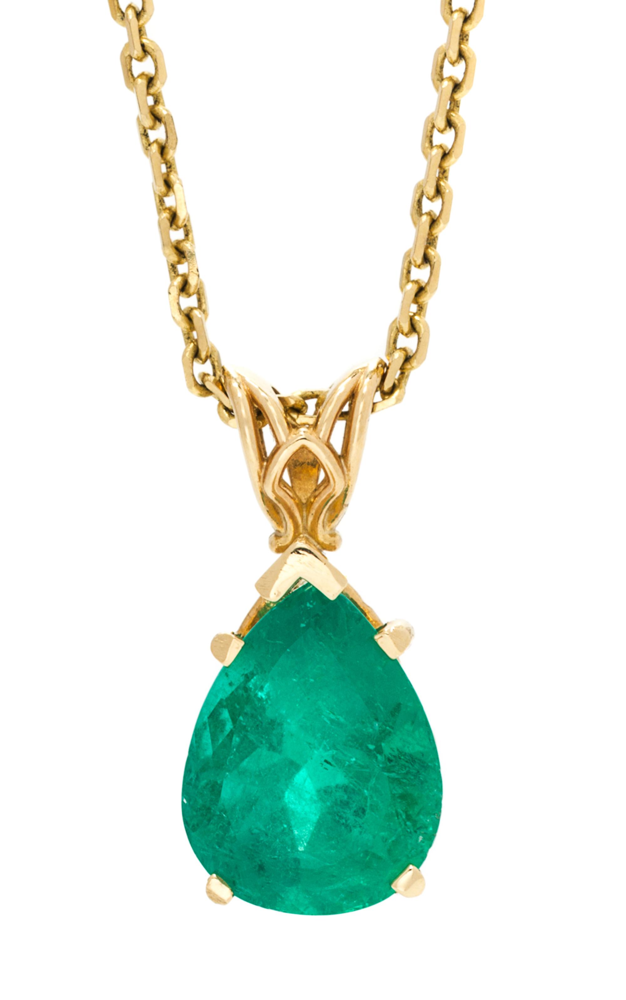 A Yellow Gold and Emerald Pendant, 4.40 dwts.