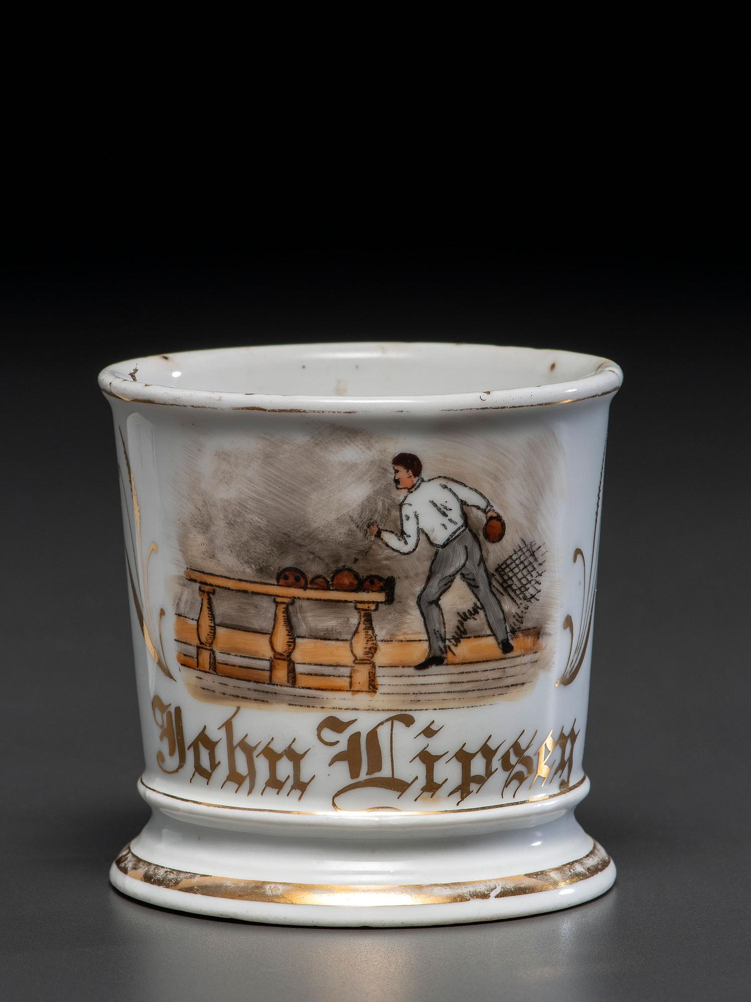 A Bowler's Porcelain Shaving Mug