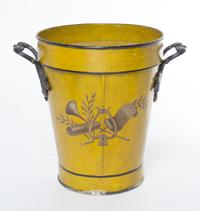 A Tole Fire Bucket Height 12 1/4 inches.