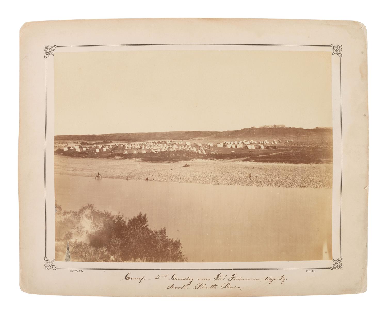 HOWARD, Charles (b. ca 1842-?), photographer. Three photographs of Fort Fetterman, Wyoming Territory, incl. camp of the 2nd Cavalry near the North Platte River.