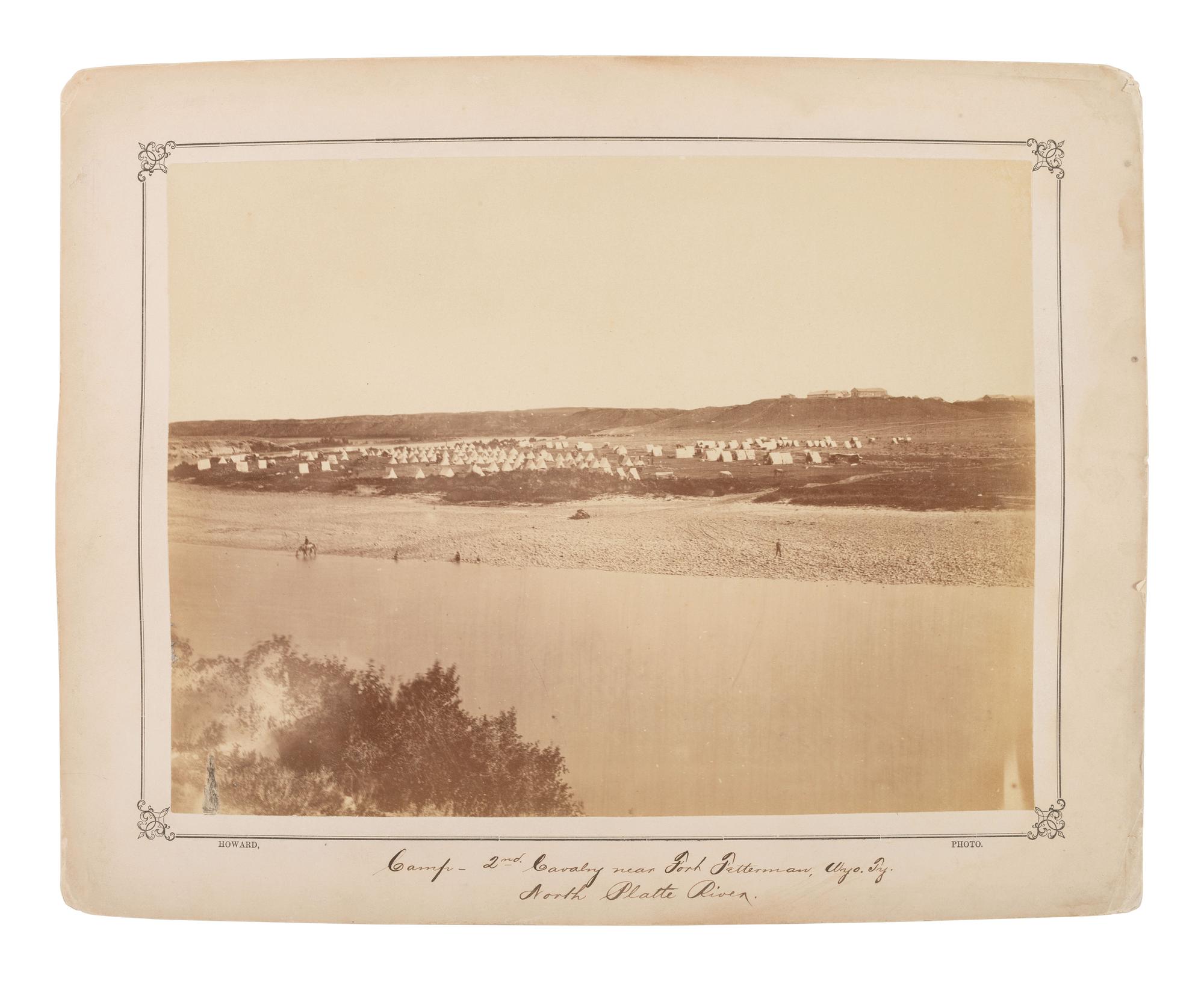 HOWARD, Charles (b. ca 1842-?), photographer. Three photographs of Fort Fetterman, Wyoming Territory, incl. camp of the 2nd Cavalry near the North Platte River.