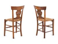 A Pair of Directoire Carved Walnut Rush-Seat Side Chairs