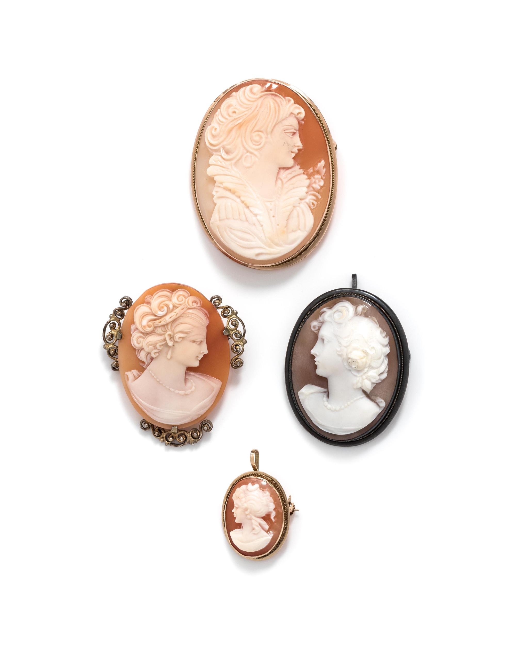 COLLECTION OF CAMEO PENDANT/BROOCHES
