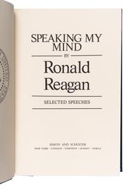 REAGAN, Ronald (1911-2004). Speaking My Mind. New York: Simon & Schuster, 1989.