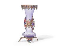 A French enameled and gilded metal-mounted amethyst glass vase, late 19th century