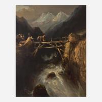 Attributed to Louis-Gabriel-Eugène Isabey (French, 1803–1886) Crossing the Footbridge