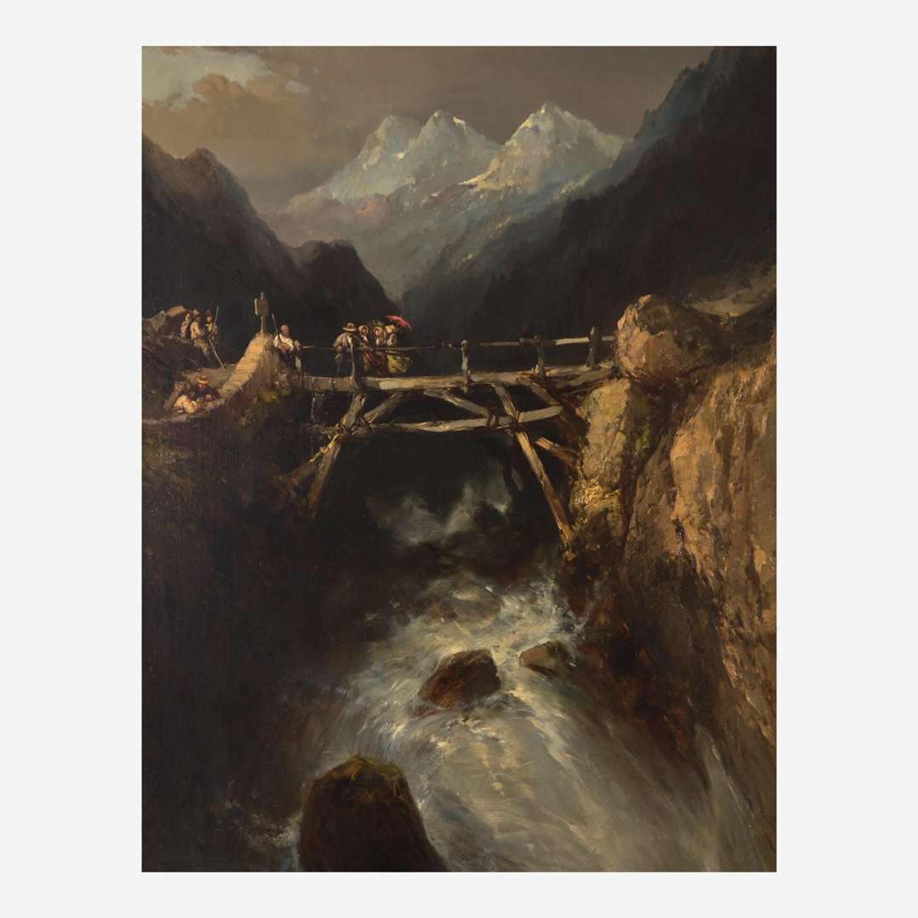 Attributed to Louis-Gabriel-Eugène Isabey (French, 1803–1886) Crossing the Footbridge
