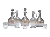 A Continental Gilt-Decorated Blown Glass Beverage Set