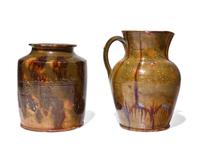 A Gonic Glazed and Manganese and Slip-Decorated Redware Pitcher, 19th Century