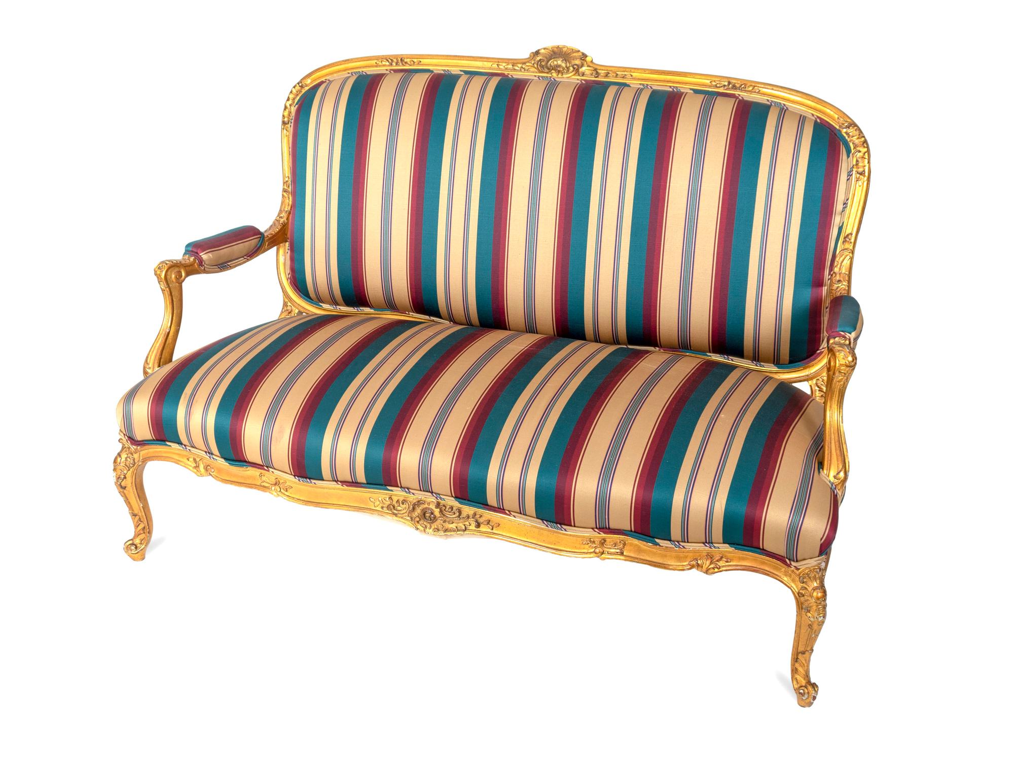 A Louis XV Style Giltwood Settee — 20TH CENTURY