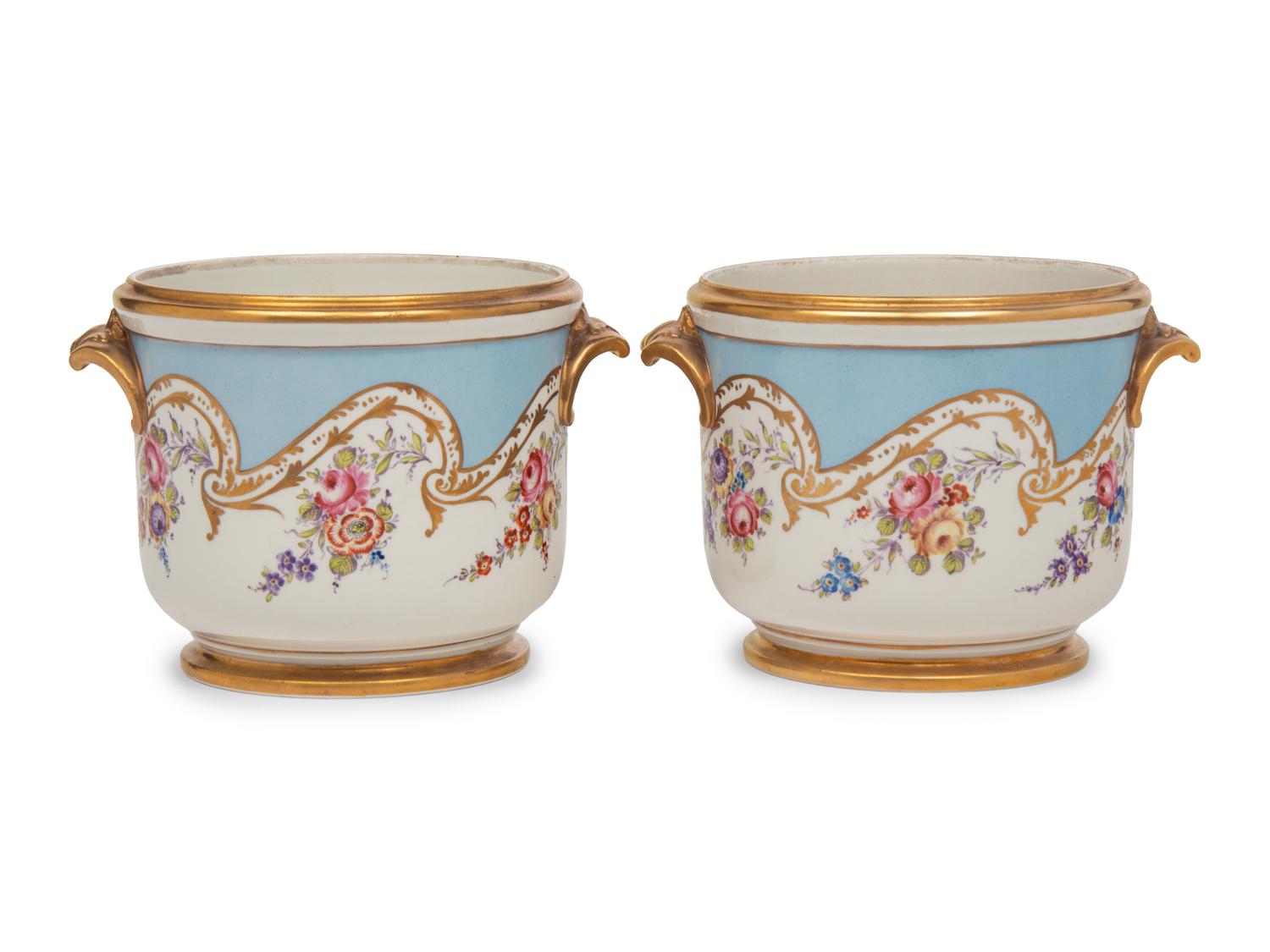 A Group of English Blue-Ground Porcelain Dessert Service Articles