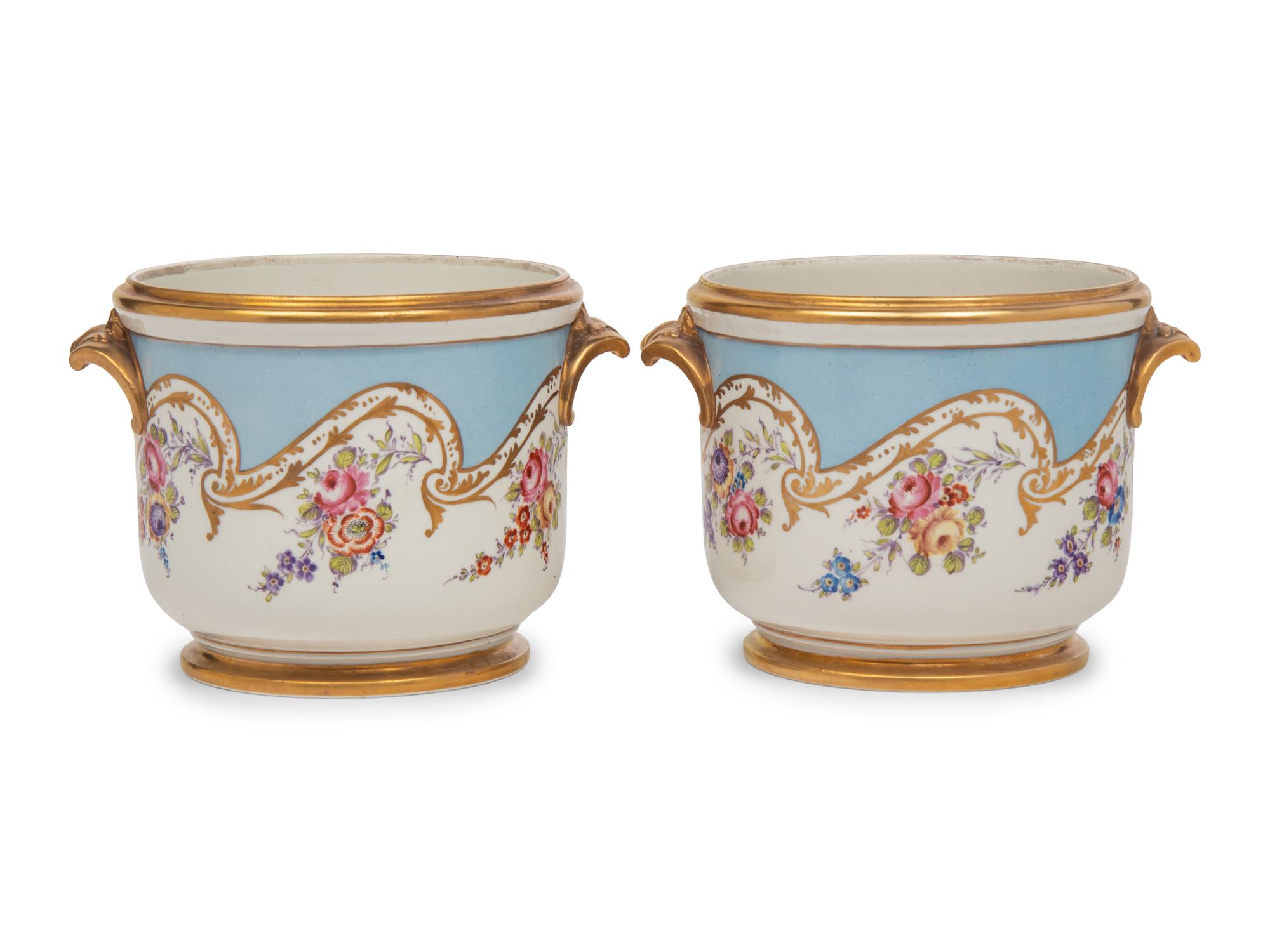 A Group of English Blue-Ground Porcelain Dessert Service Articles