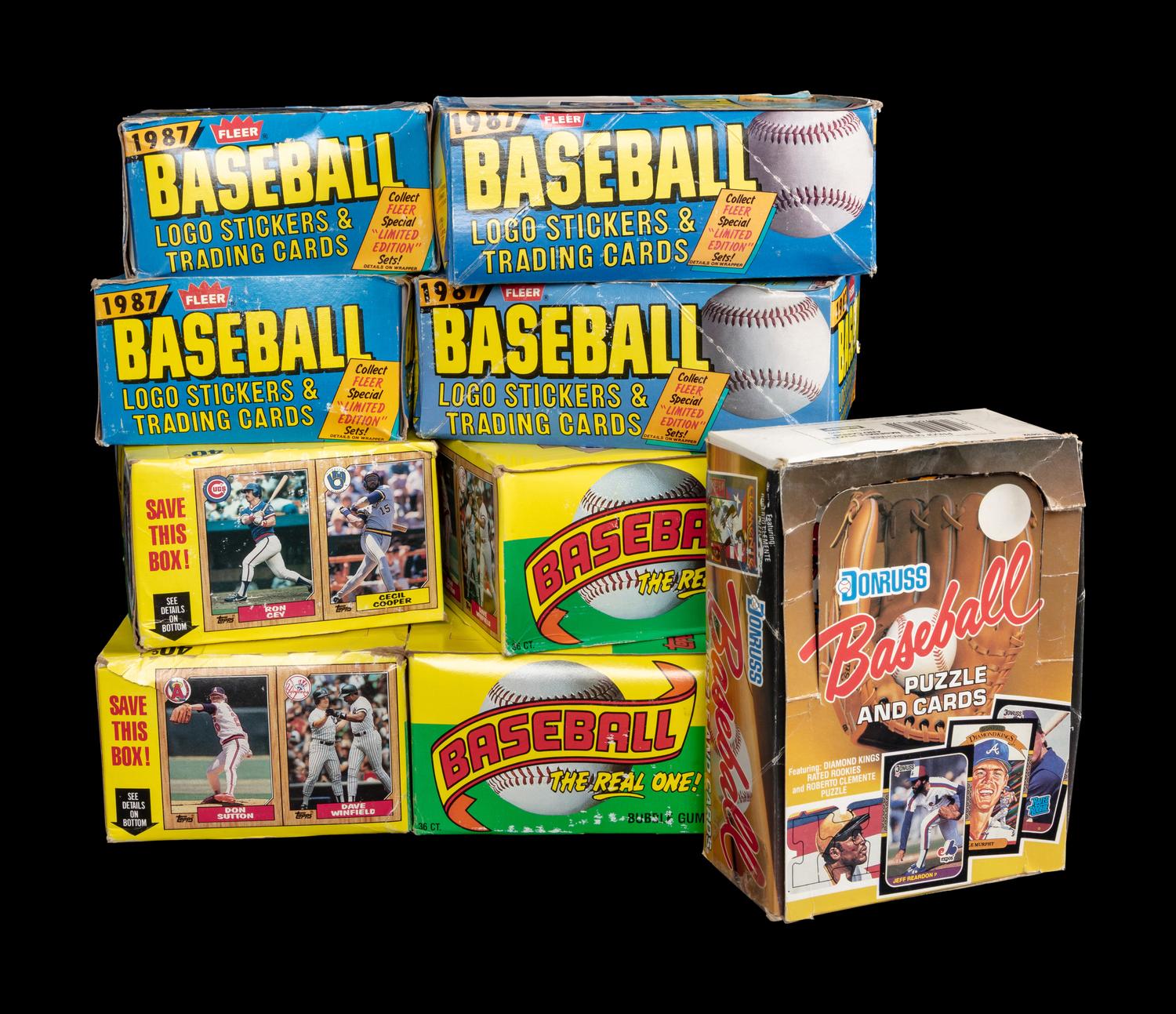 A Collection of Assorted 1987 Baseball Card Wax Boxes