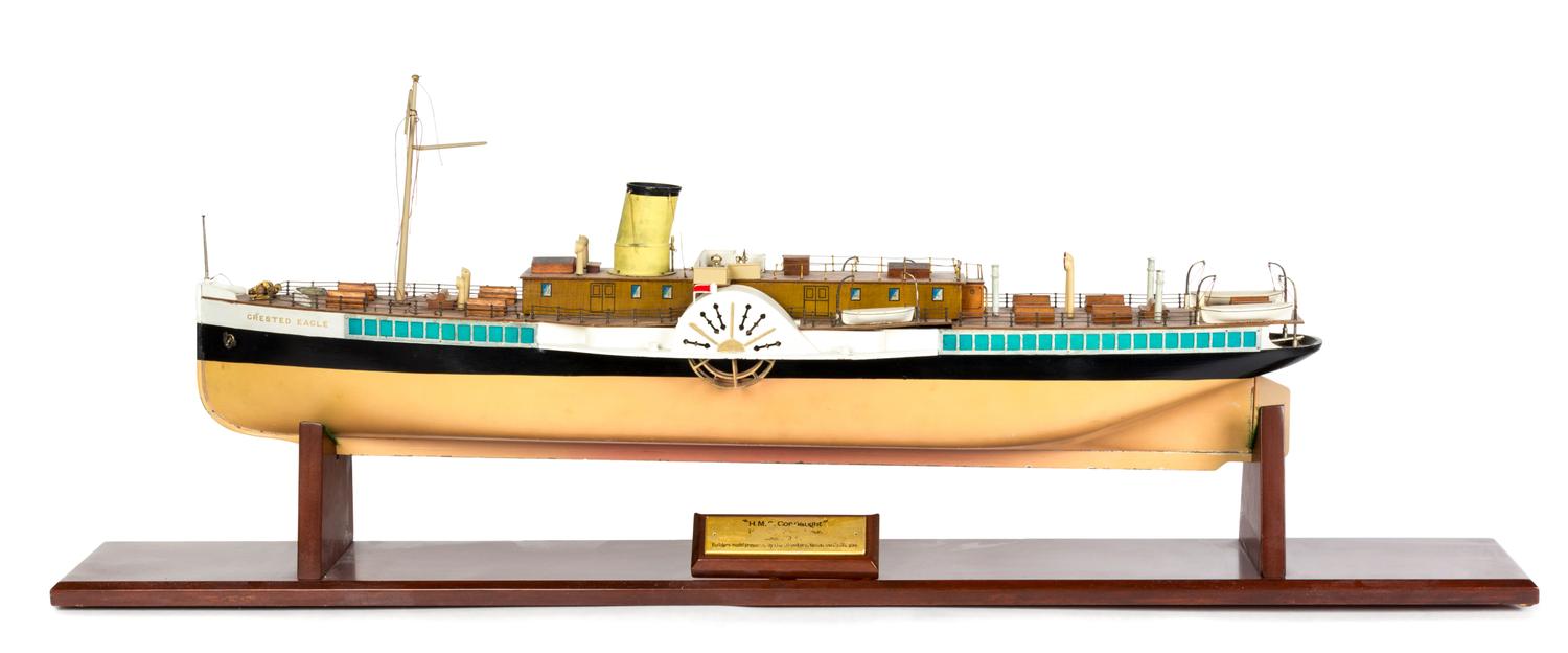 A Crested Eagle Wooden Steamboat Length 35 inches.