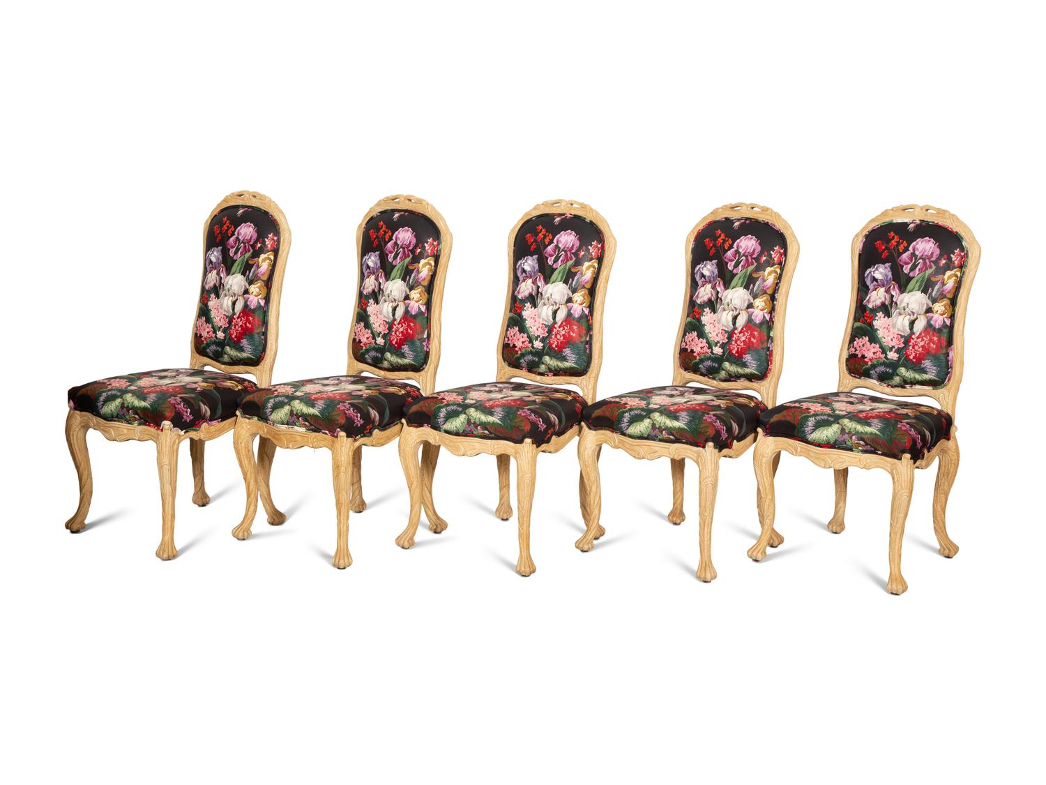 A Set of Ten Louis XV Style Dining Chairs