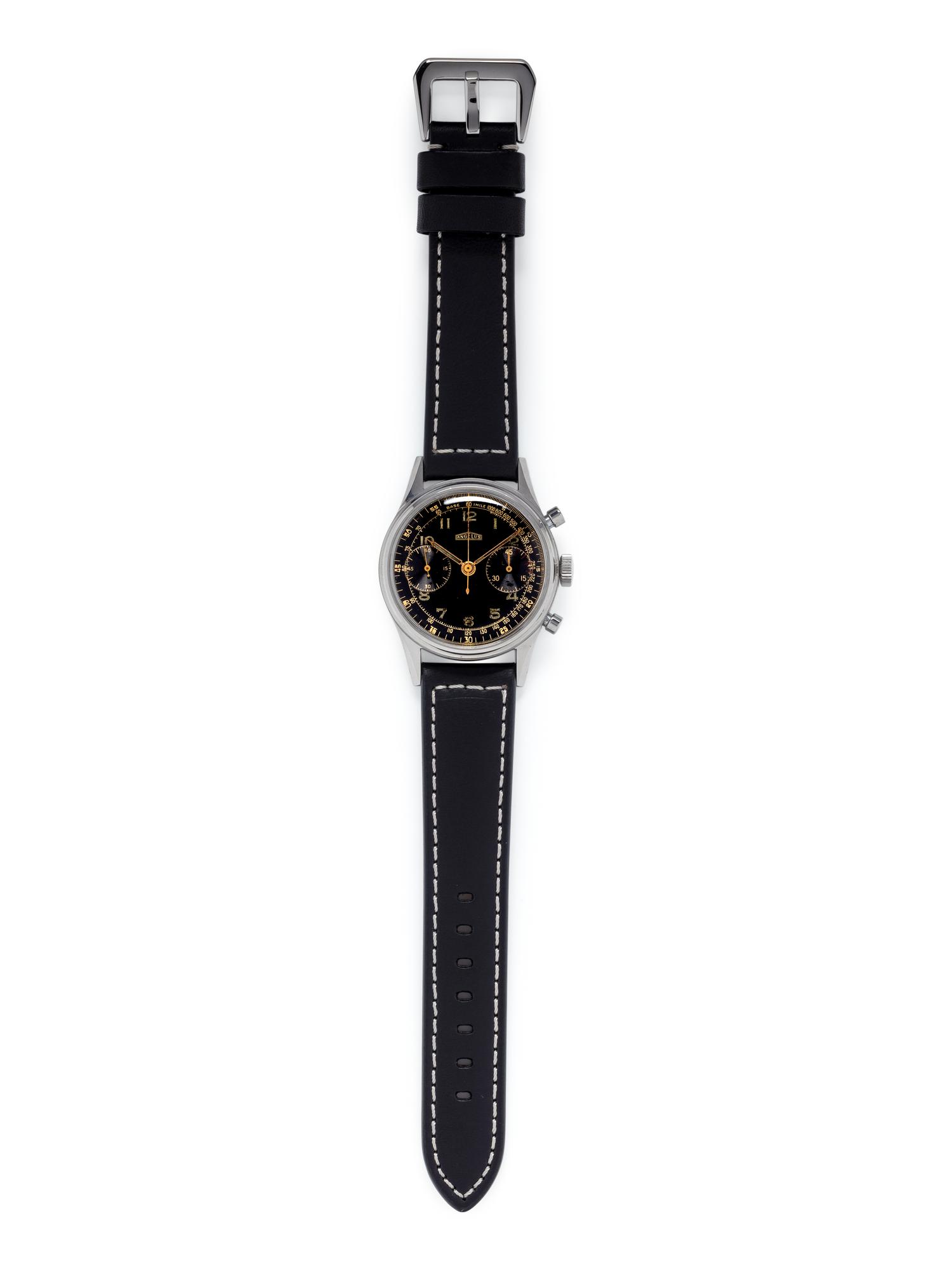ANGELUS, VINTAGE, STAINLESS STEEL CHRONOGRAPH WRISTWATCH