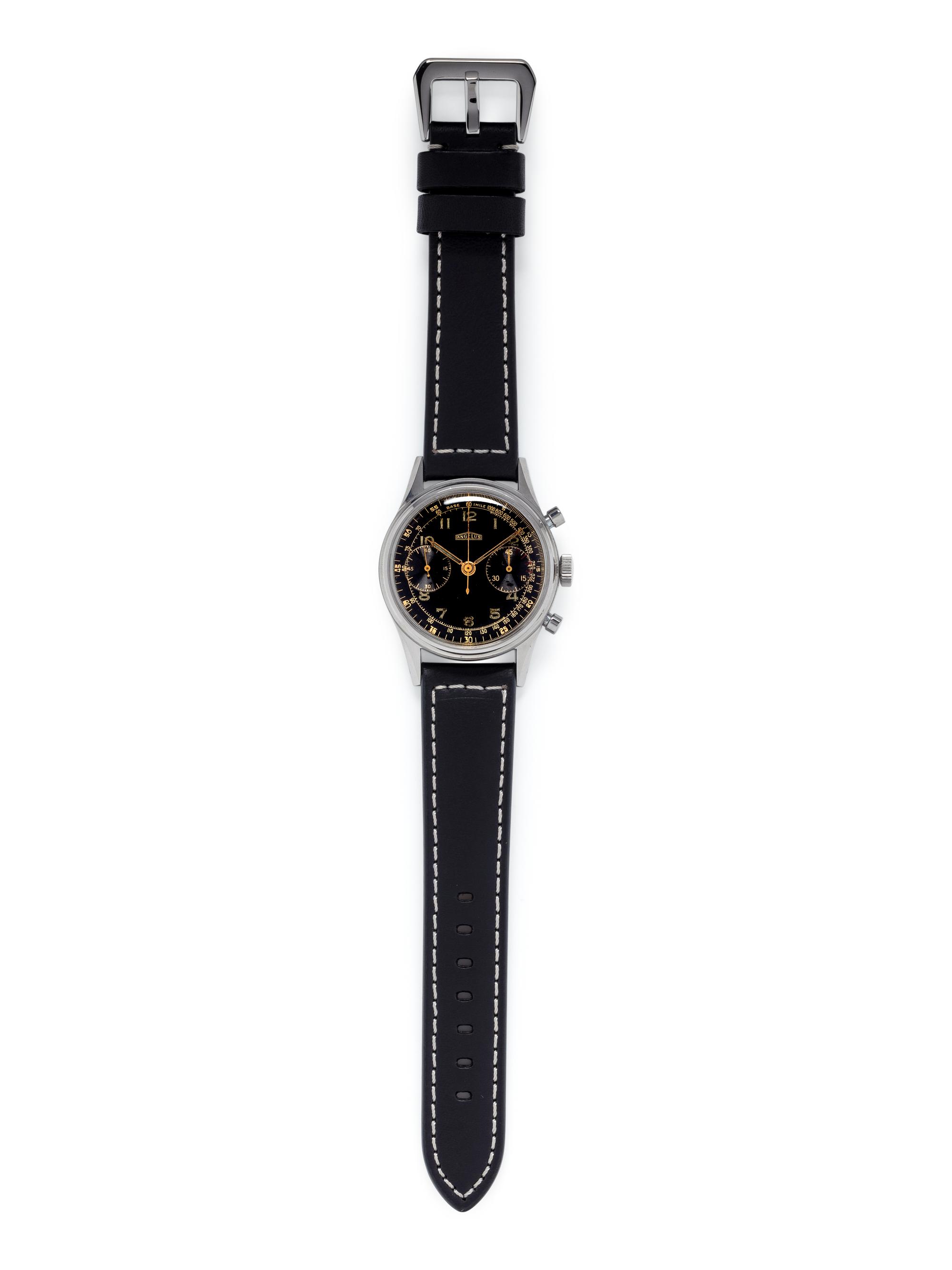 ANGELUS, VINTAGE, STAINLESS STEEL CHRONOGRAPH WRISTWATCH