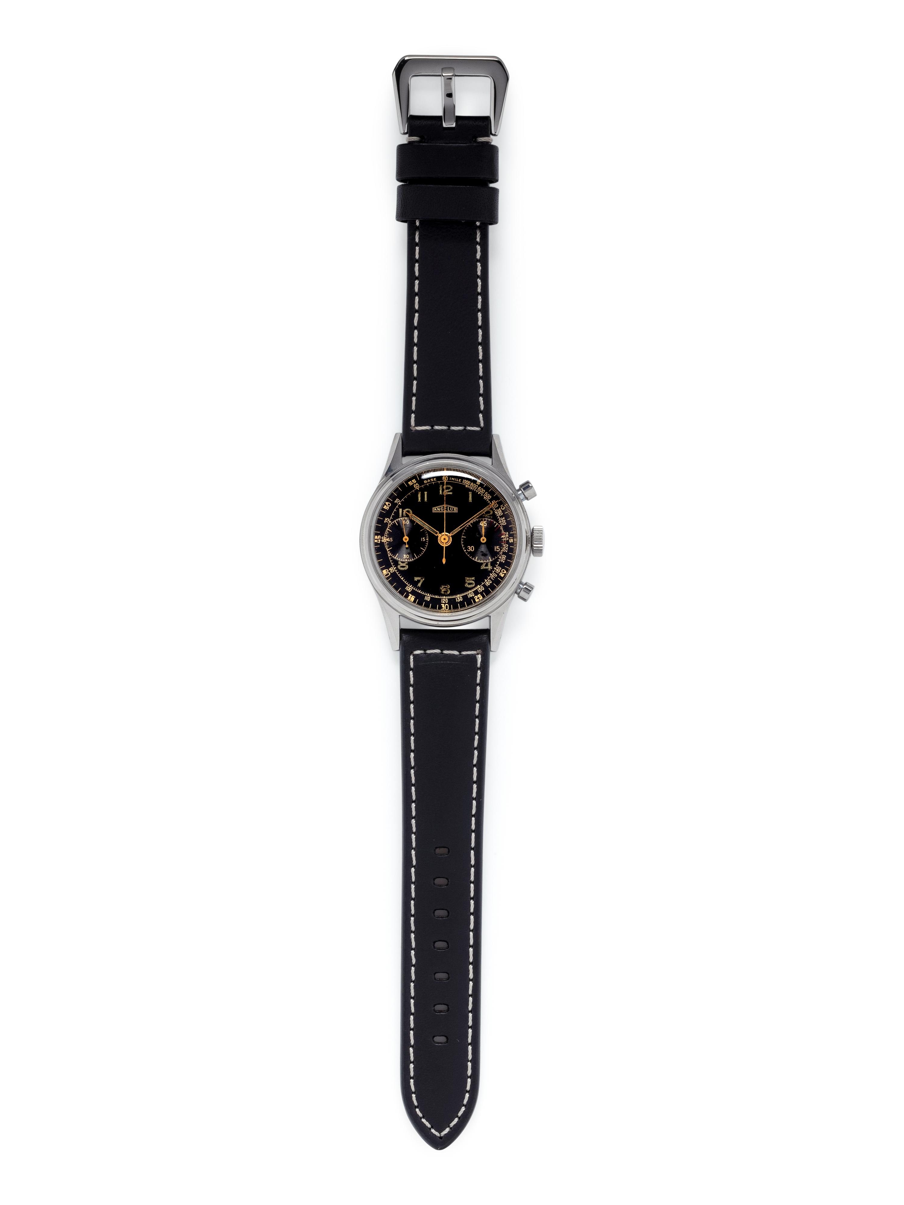 ANGELUS, VINTAGE, STAINLESS STEEL CHRONOGRAPH WRISTWATCH