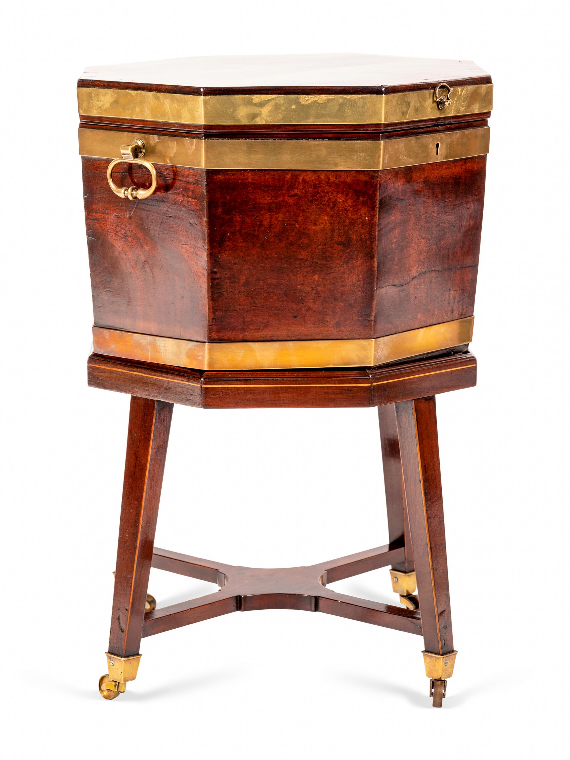 A George III Brass Banded Mahogany Cellarette
