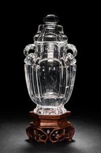 A Rock Crystal Hexagonal Vase and Cover