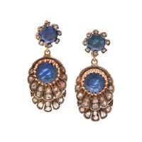 ANTIQUE, SILVER-TOPPED GOLD, DIAMOND, AND SAPPHIRE EARRINGS