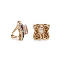 KUNZITE, DIAMOND AND PINK SAPPHIRE EARCLIPS
