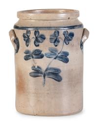 A Cobalt Decorated Stoneware Three-Gallon Water Cooler