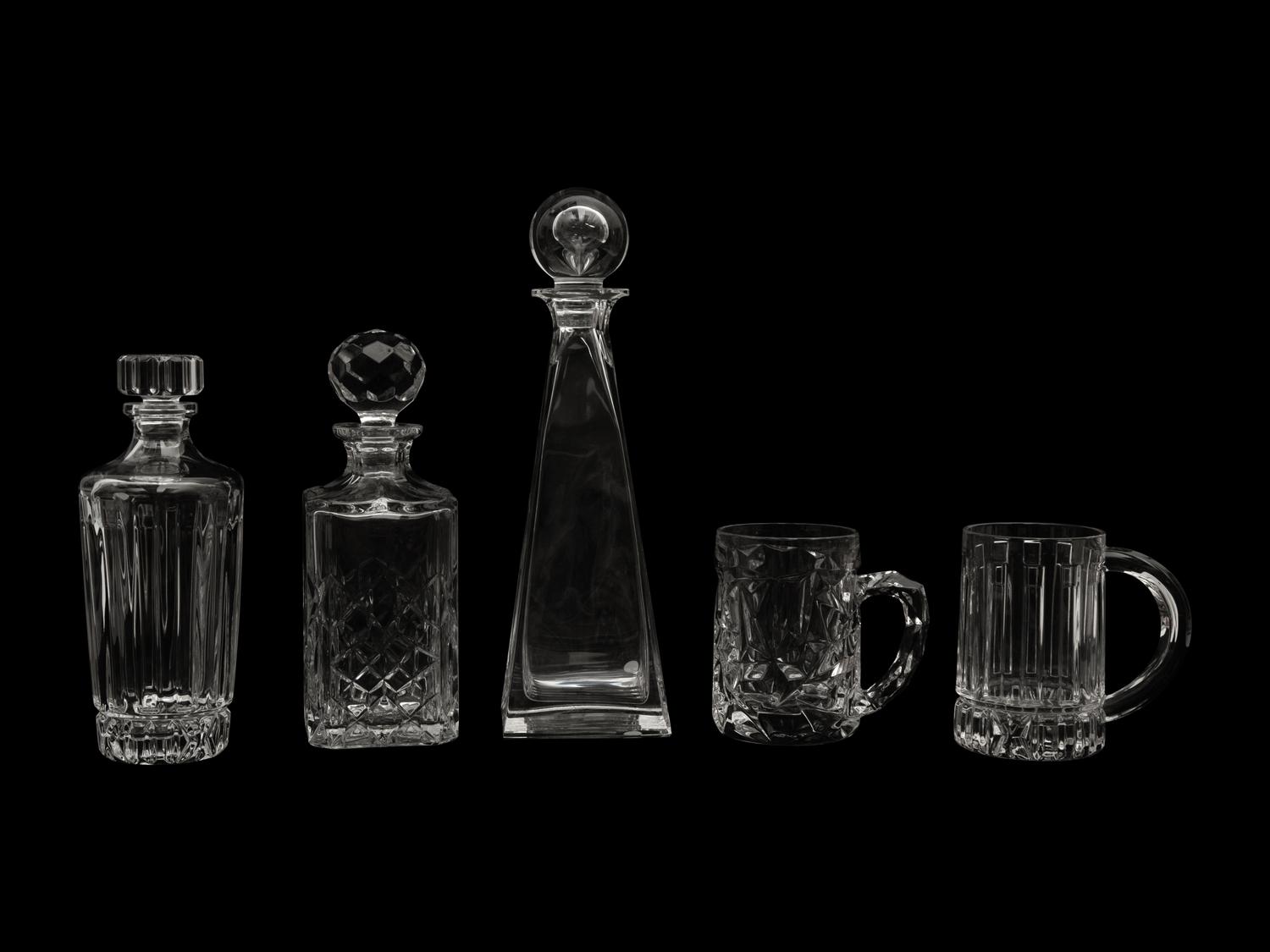 Five Pieces of Tiffany and Co. Glass Barware — 20th Century