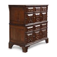 A William and Mary Oak and Walnut Chest of Drawers