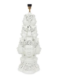A Contemporary Blanc de Chine Porcelain Table Lamp with Mulit-Face Design