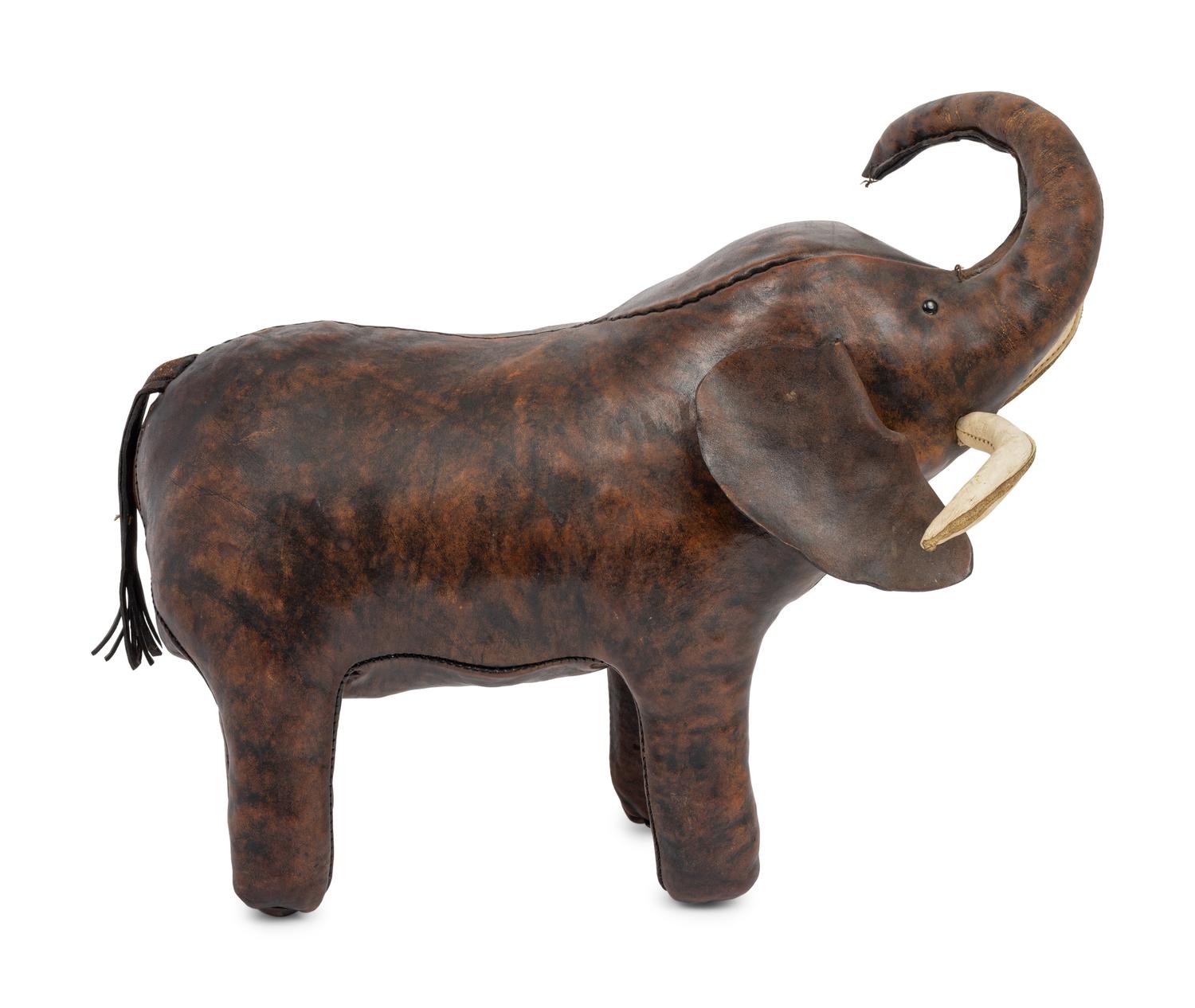 A Leather Elephant Foot Stool Attributed to Omersa and Co.