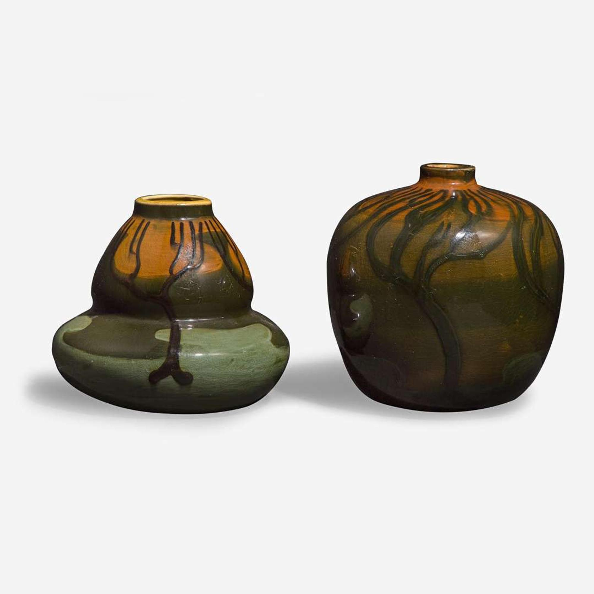 Frederick Hurten Rhead (British-American, 1880-1942) Two Vessels, Avon Faience, USA, circa 1903