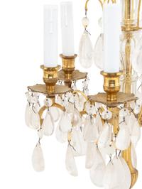 A Pair of French Gilt-Bronze and Rock Crystal Six-Light Girandoles