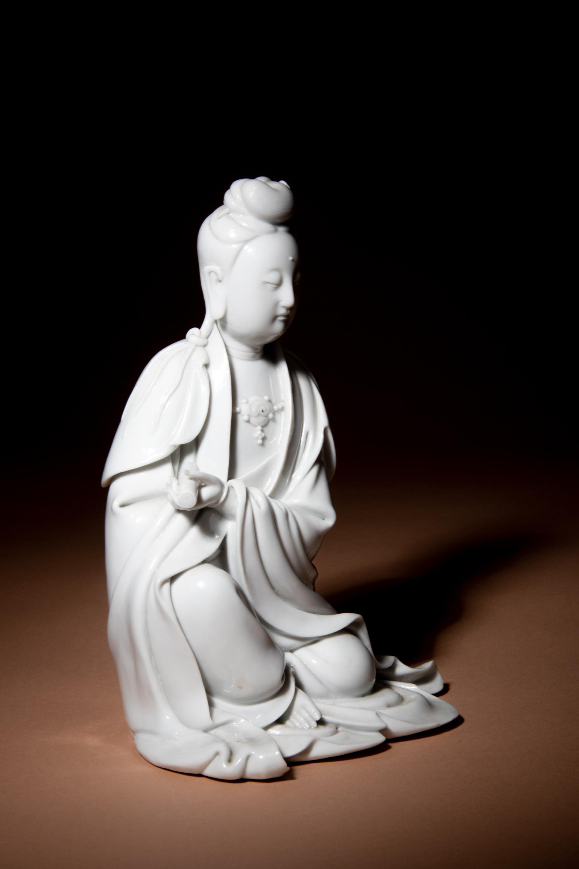 A Blanc-de-Chine Porcelain Figure of Guanyin