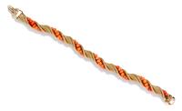 A Yellow Gold and Coral Bracelet, 16.60 dwts.