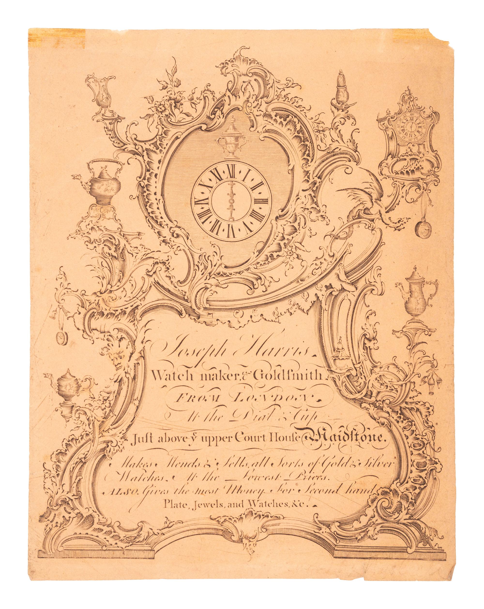[PRINTING]. Joseph Harris Watch Maker & Goldsmith. Trade card. [ With :] Menagerie broadside.
