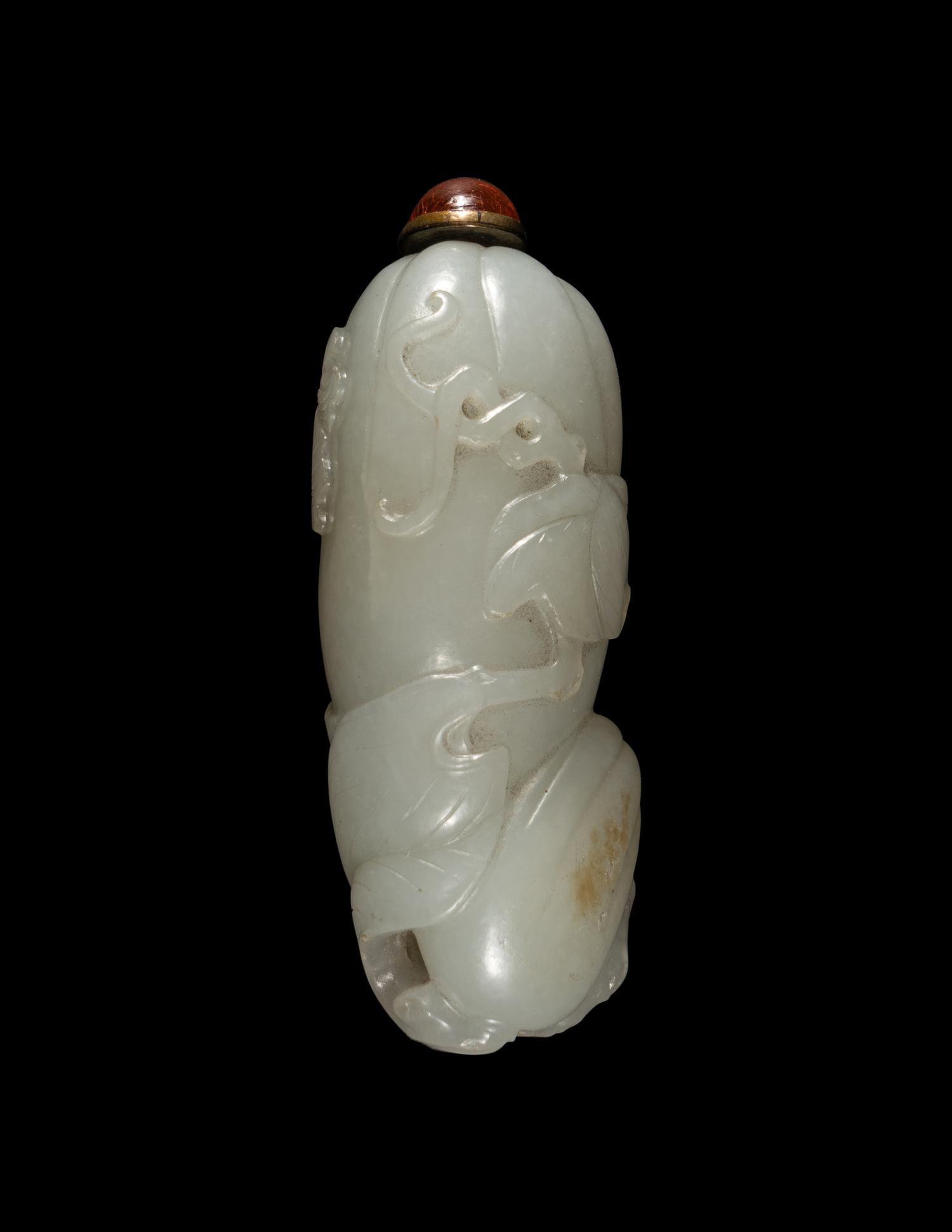 A White Jade 'Melon' Snuff Bottle