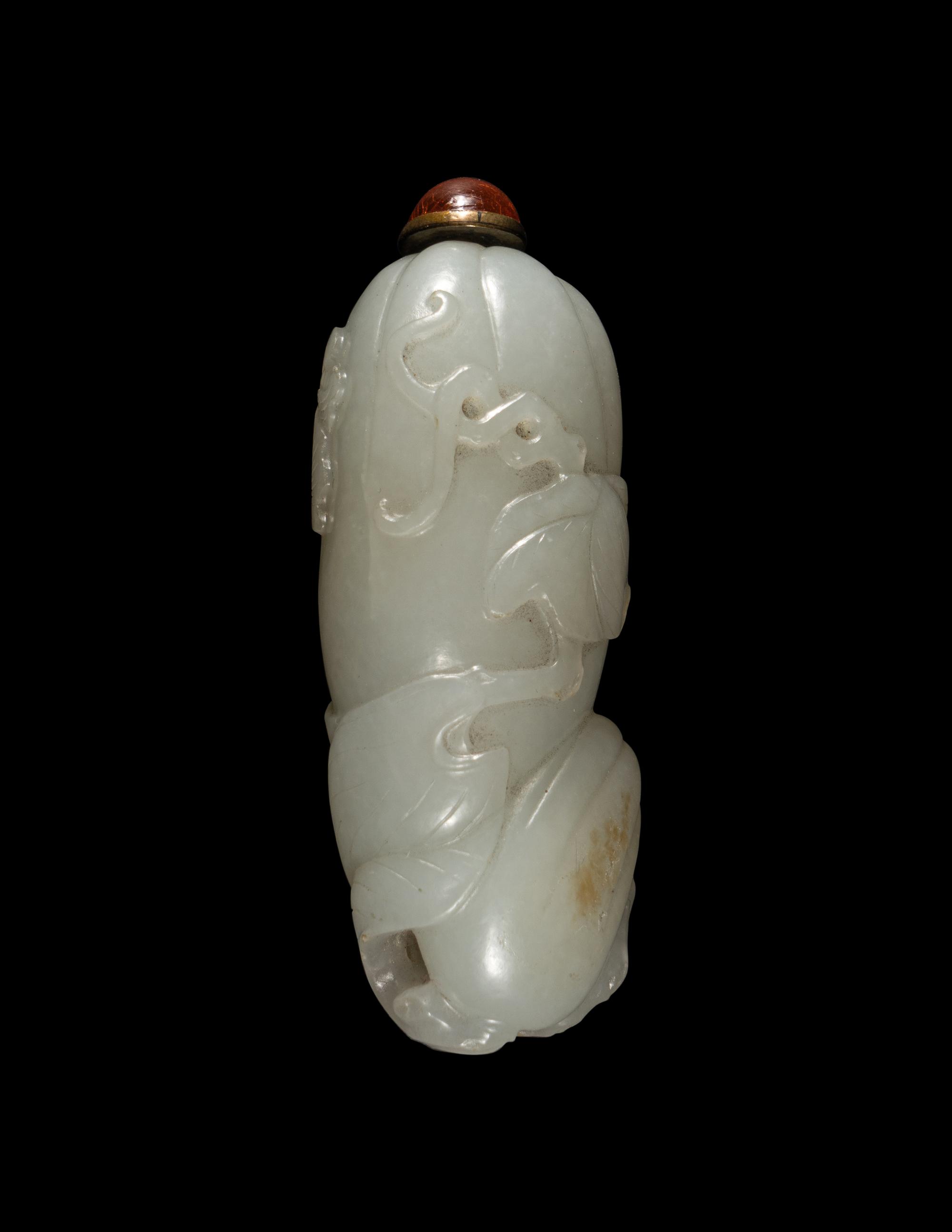 A White Jade 'Melon' Snuff Bottle