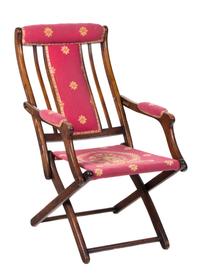A Continental Walnut Folding Open Armchair Height 34 inches. — 20TH CENTURY