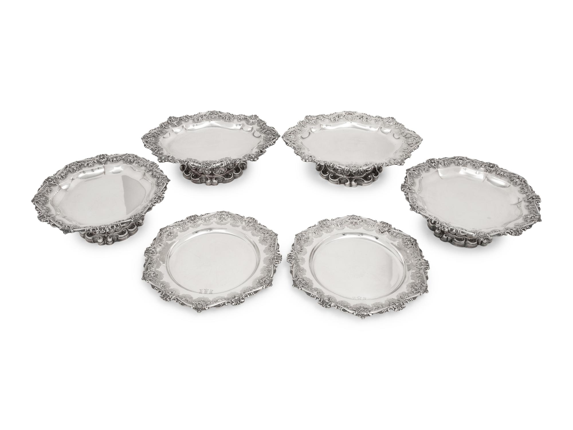 A Victorian Silver Six-Piece Dessert Service