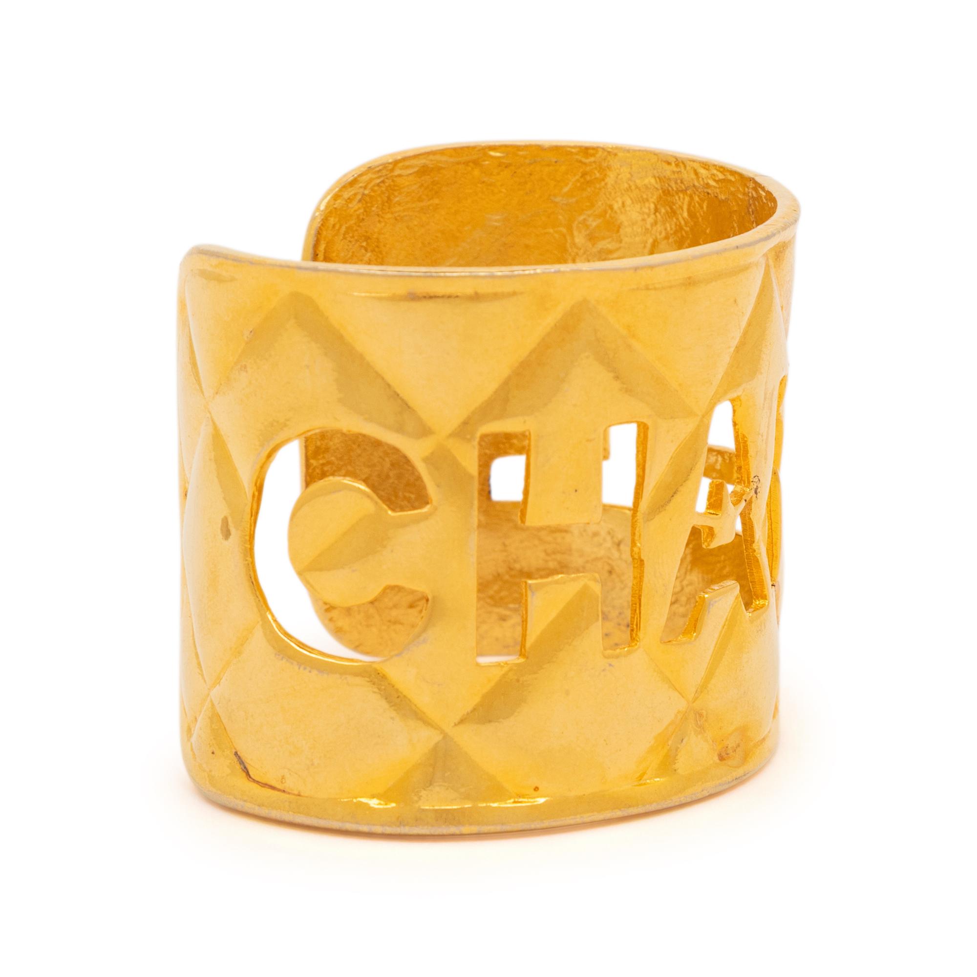 Chanel, Quilted Logo Cuff Bracelet