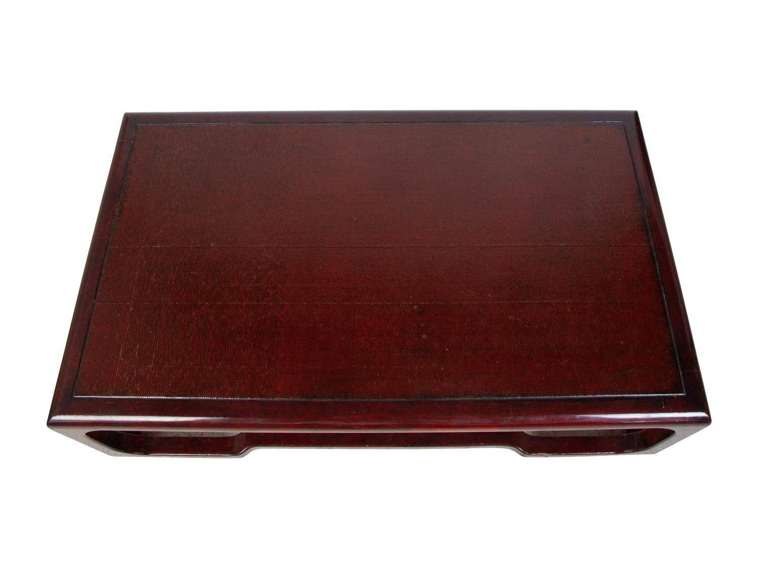 A Karl Springer Chinese Cube Red Lacquer Coffee Table — 20TH CENTURY