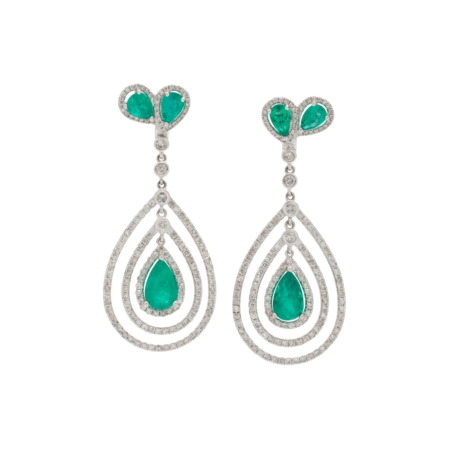 EMERALD AND DIAMOND EARRINGS