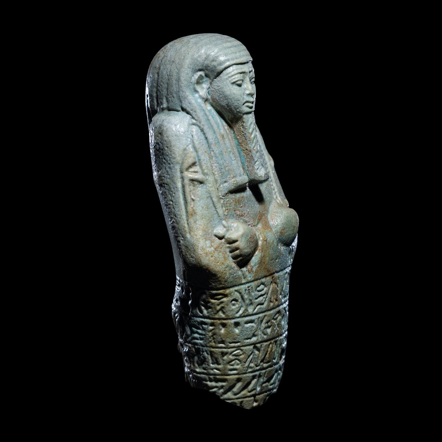 An Egyptian Faience Ushabti for Wah-Ib-Re-Sa-Neith