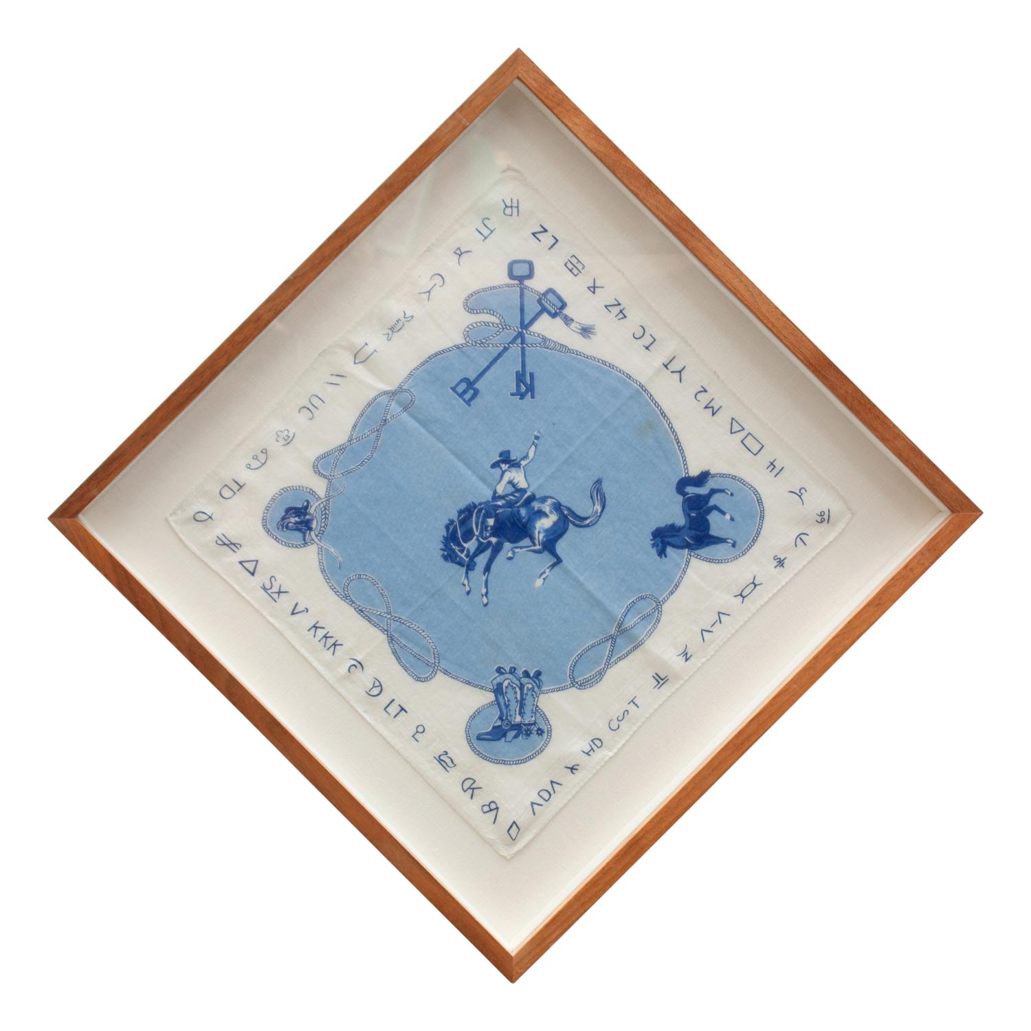 Vintage Western Handkerchief, Framed