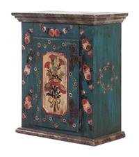 A Continental Iron Mounted Painted Pine Table Cabinet