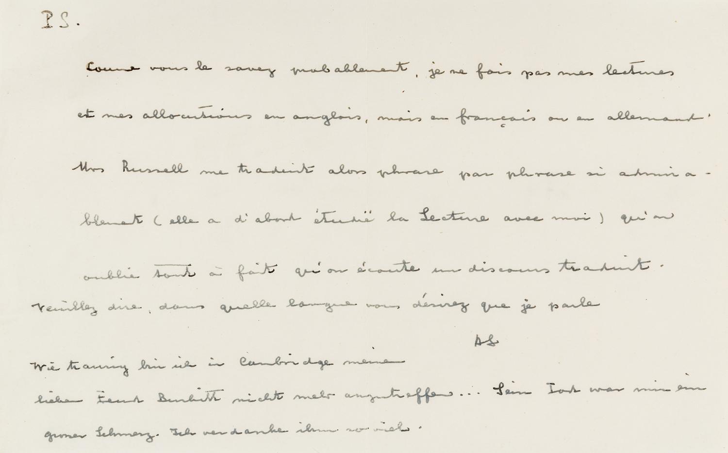 SCHWEITZER, Albert. Autographed letter signed ("Albert Schweitzer"), to Reverend R.F. Rattray, Lausanne, Switzerland, 23 September 1955