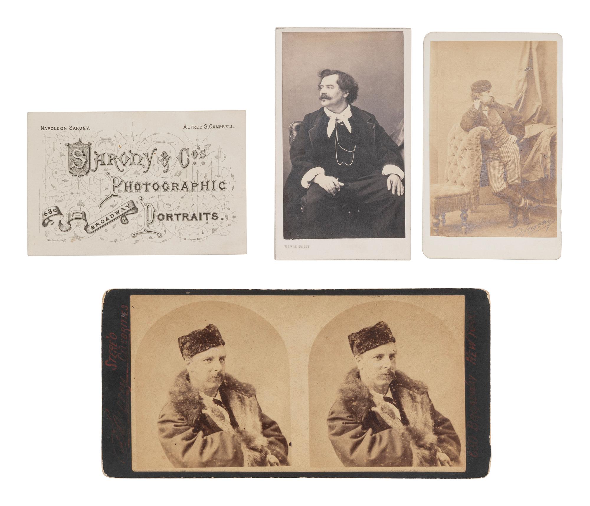 [EARLY PHOTOGRAPHY]. CDVs and stereoview of Napoleon SARONY and NADAR.