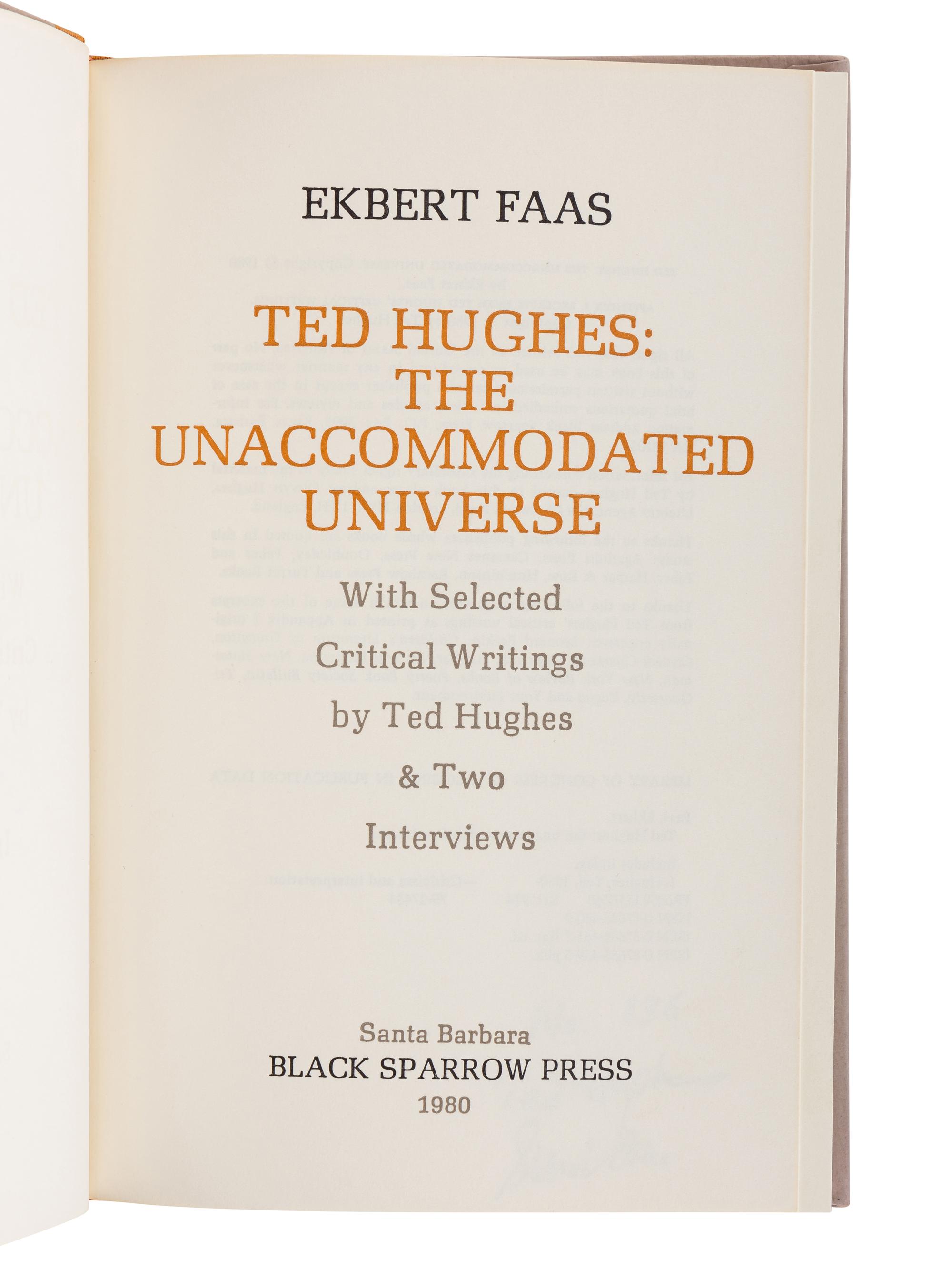 HUGHES, Ted (1930-1998). Spring Summer Autumn Winter. London: The Rainbow Press, 1973.
