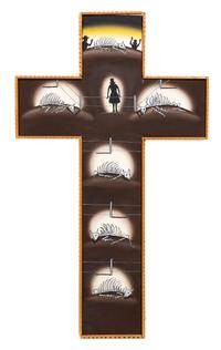 Roger Brown, (American, 1940-1997), Ranchers Crucifix Gold St. Albuquerque, 1975